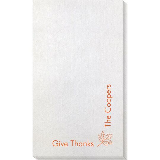 Corner Text with Autumn Leaf Design Bamboo Luxe Guest Towels